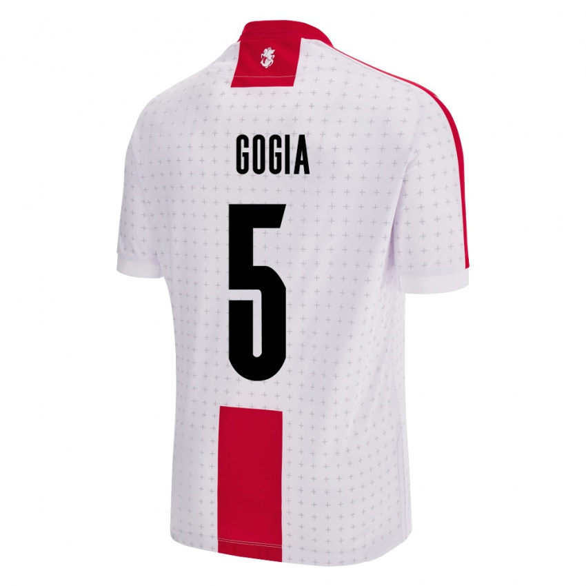 Gyermek Grúzia Gigi Gogia #5 Fehér Hazai Jersey 24-26 Mez Póló Ing