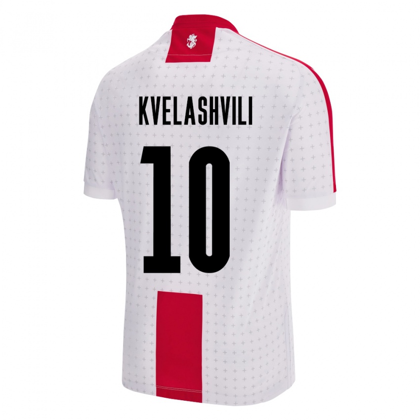 Gyermek Grúzia Nikoloz Kvelashvili #10 Fehér Hazai Jersey 24-26 Mez Póló Ing