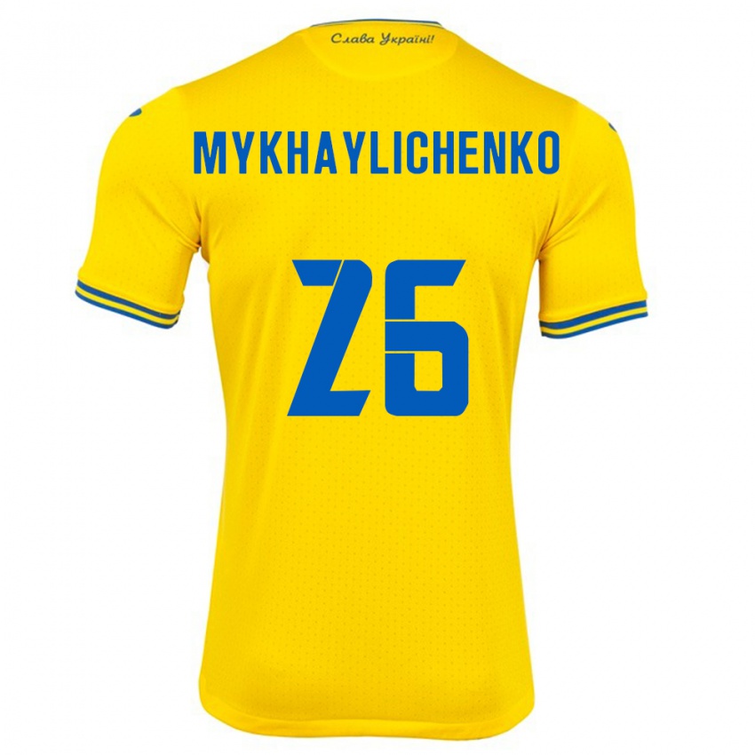 Gyermek Ukrajna Bogdan Mykhaylichenko #26 Sárga Hazai Jersey 24-26 Mez Póló Ing