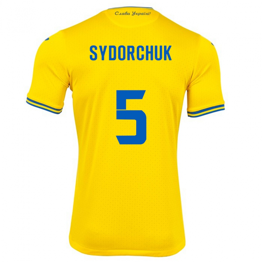 Gyermek Ukrajna Sergiy Sydorchuk #5 Sárga Hazai Jersey 24-26 Mez Póló Ing