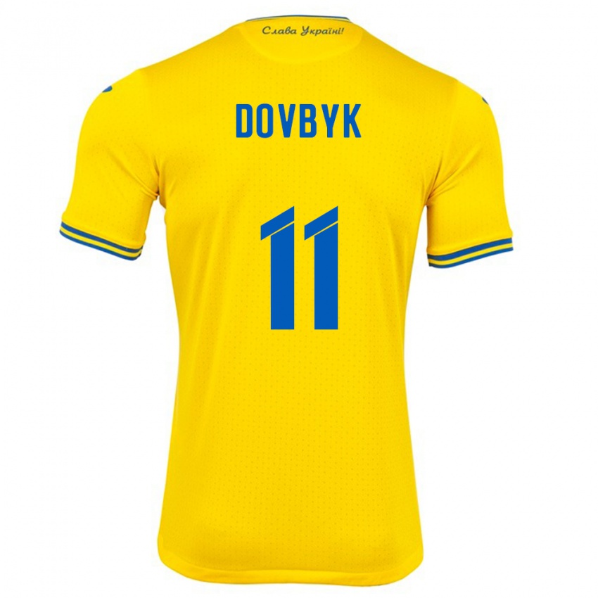 Gyermek Ukrajna Artem Dovbyk #11 Sárga Hazai Jersey 24-26 Mez Póló Ing