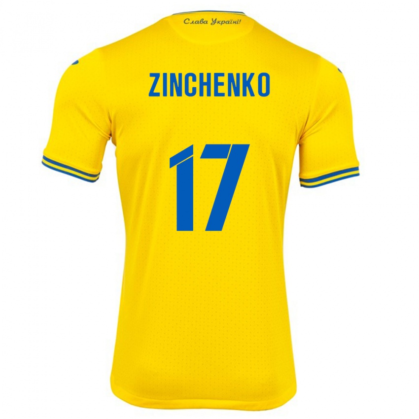 Gyermek Ukrajna Oleksandr Zinchenko #17 Sárga Hazai Jersey 24-26 Mez Póló Ing