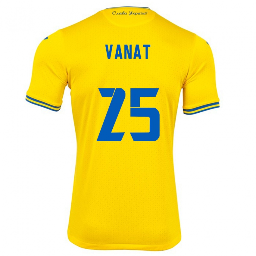 Gyermek Ukrajna Vladyslav Vanat #25 Sárga Hazai Jersey 24-26 Mez Póló Ing