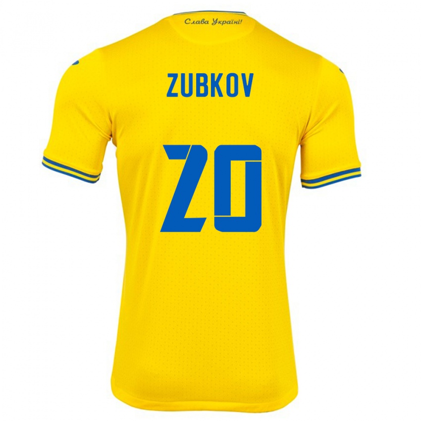 Gyermek Ukrajna Oleksandr Zubkov #20 Sárga Hazai Jersey 24-26 Mez Póló Ing