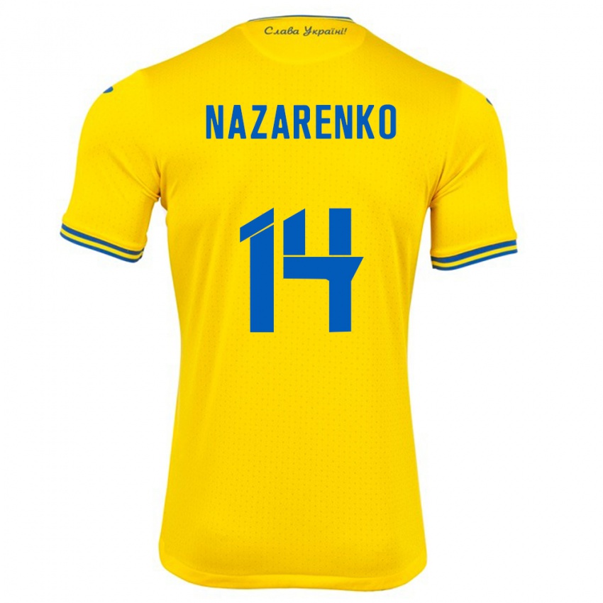 Gyermek Ukrajna Oleksandr Nazarenko #14 Sárga Hazai Jersey 24-26 Mez Póló Ing