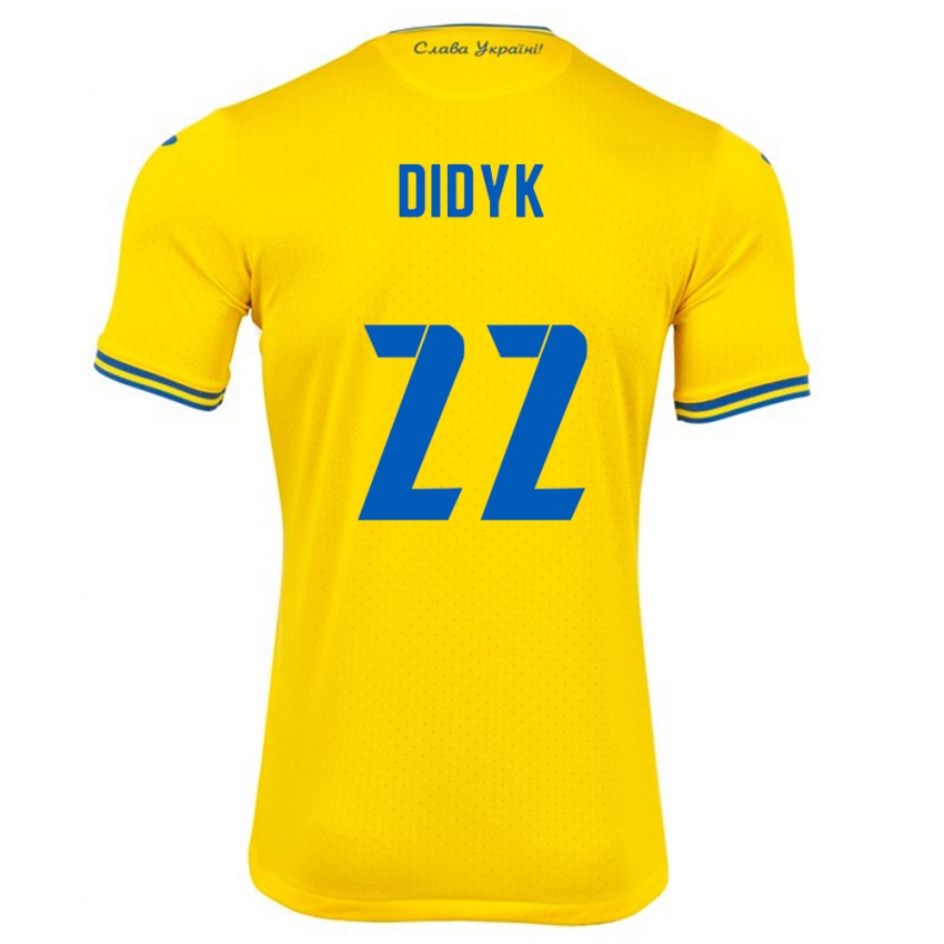 Gyermek Ukrajna Roman Didyk #22 Sárga Hazai Jersey 24-26 Mez Póló Ing