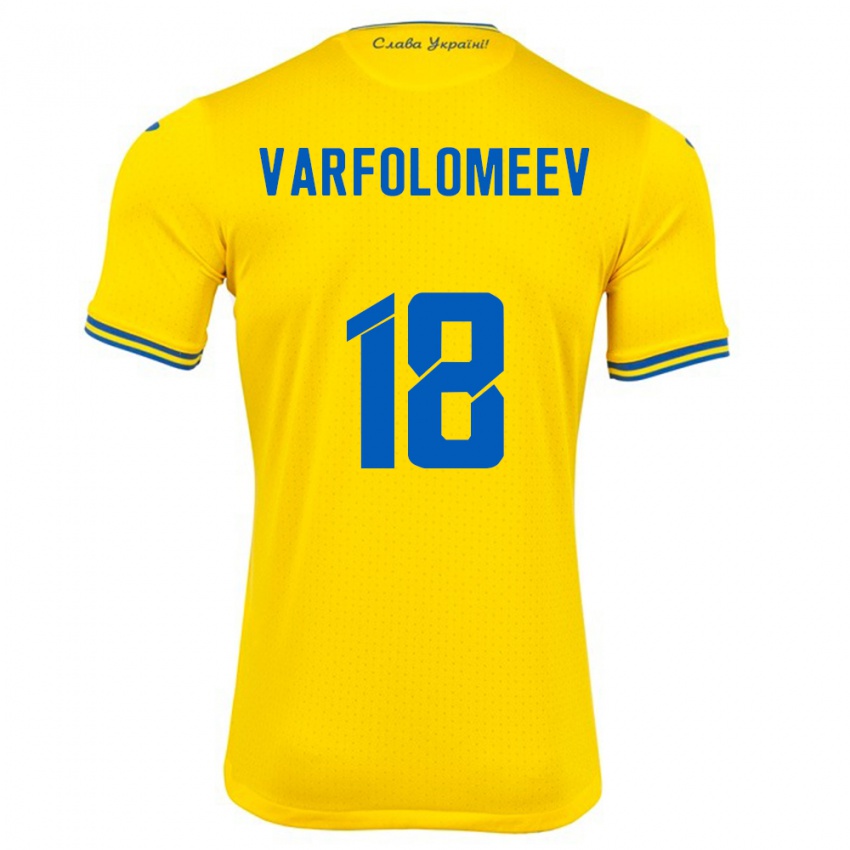 Gyermek Ukrajna Ivan Varfolomeev #18 Sárga Hazai Jersey 24-26 Mez Póló Ing