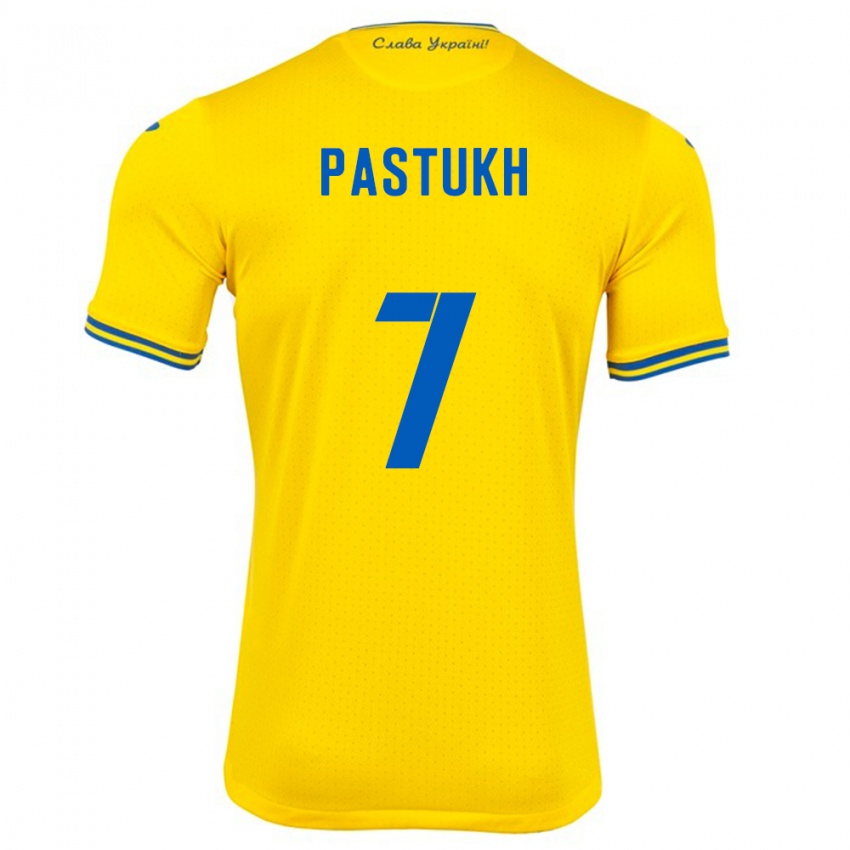 Gyermek Ukrajna Yevgeniy Pastukh #7 Sárga Hazai Jersey 24-26 Mez Póló Ing