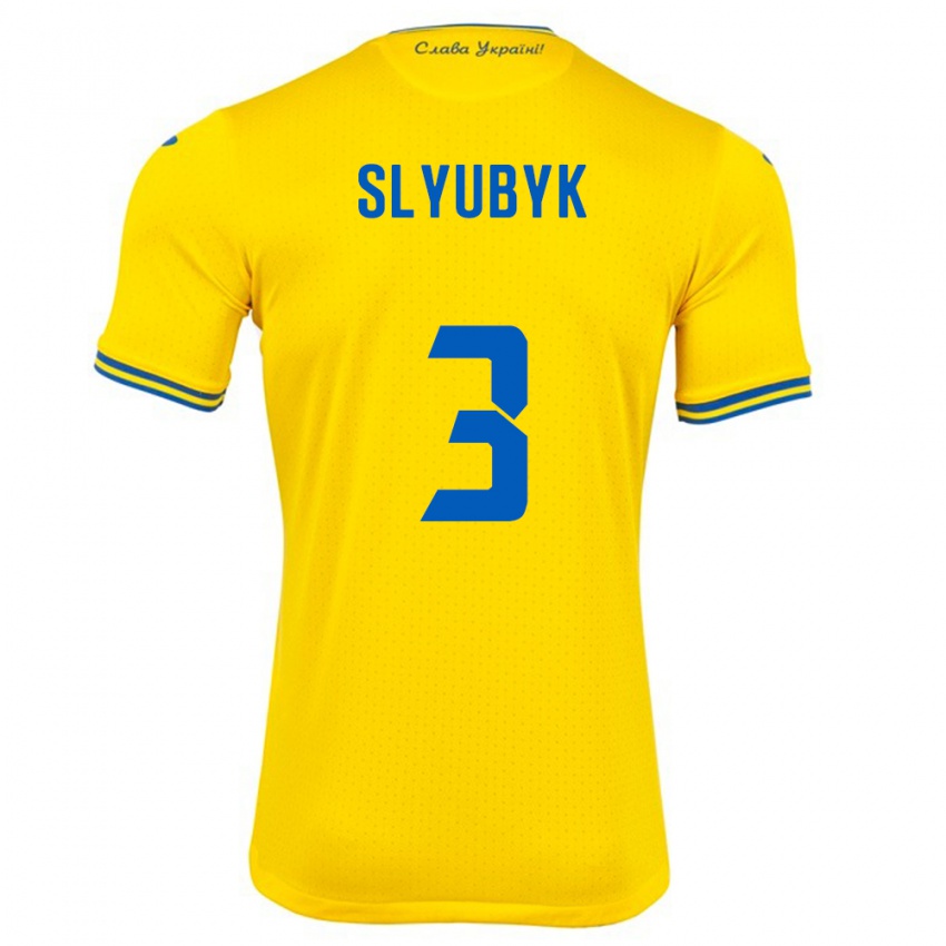 Gyermek Ukrajna Bogdan Slyubyk #3 Sárga Hazai Jersey 24-26 Mez Póló Ing