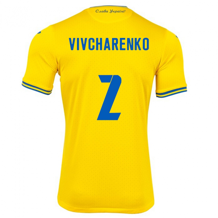 Gyermek Ukrajna Kostyantyn Vivcharenko #2 Sárga Hazai Jersey 24-26 Mez Póló Ing