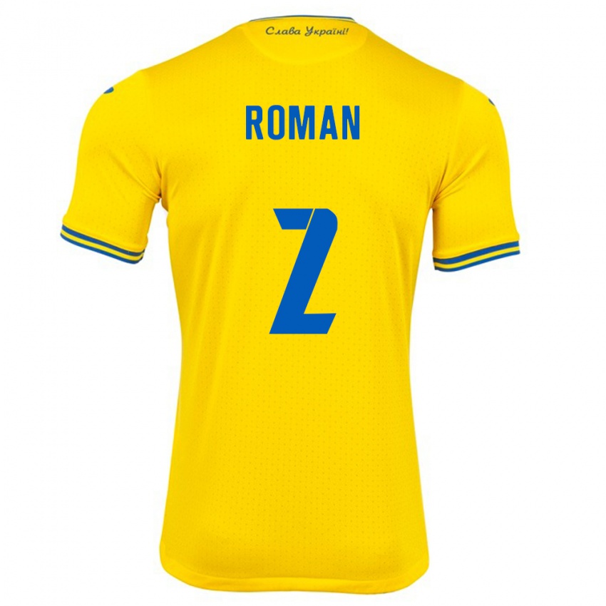 Gyermek Ukrajna Vitaliy Roman #2 Sárga Hazai Jersey 24-26 Mez Póló Ing