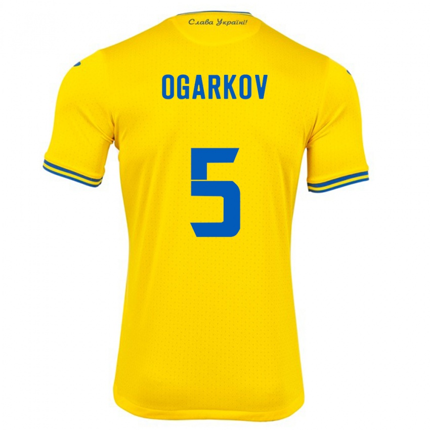 Gyermek Ukrajna Mykola Ogarkov #5 Sárga Hazai Jersey 24-26 Mez Póló Ing