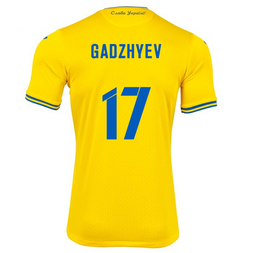 Gyermek Ukrajna Ramik Gadzhyev #17 Sárga Hazai Jersey 24-26 Mez Póló Ing