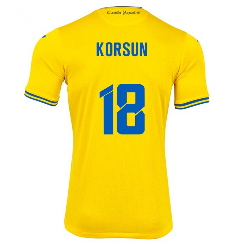 Gyermek Ukrajna Kateryna Korsun #18 Sárga Hazai Jersey 24-26 Mez Póló Ing