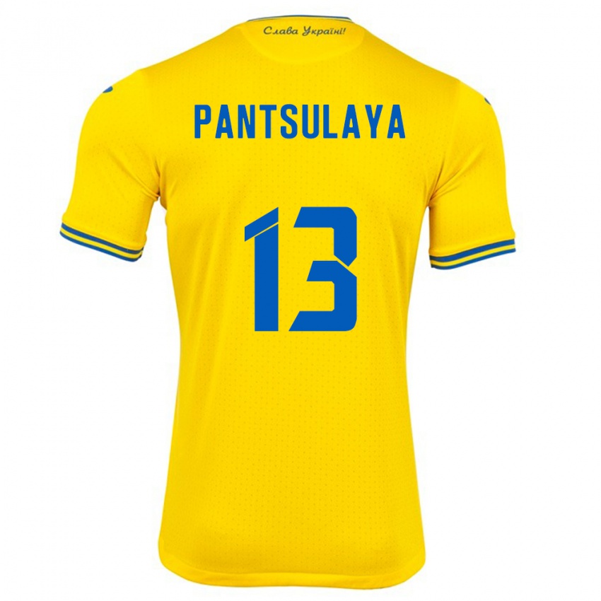 Gyermek Ukrajna Natiya Pantsulaya #13 Sárga Hazai Jersey 24-26 Mez Póló Ing