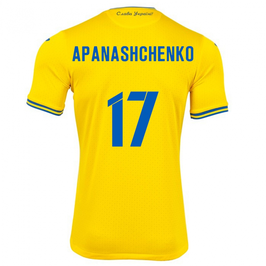 Gyermek Ukrajna Daryna Apanashchenko #17 Sárga Hazai Jersey 24-26 Mez Póló Ing