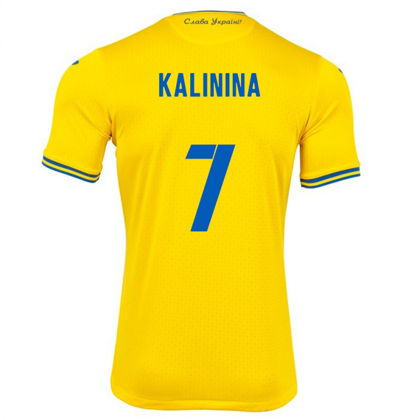 Gyermek Ukrajna Yana Kalinina #7 Sárga Hazai Jersey 24-26 Mez Póló Ing