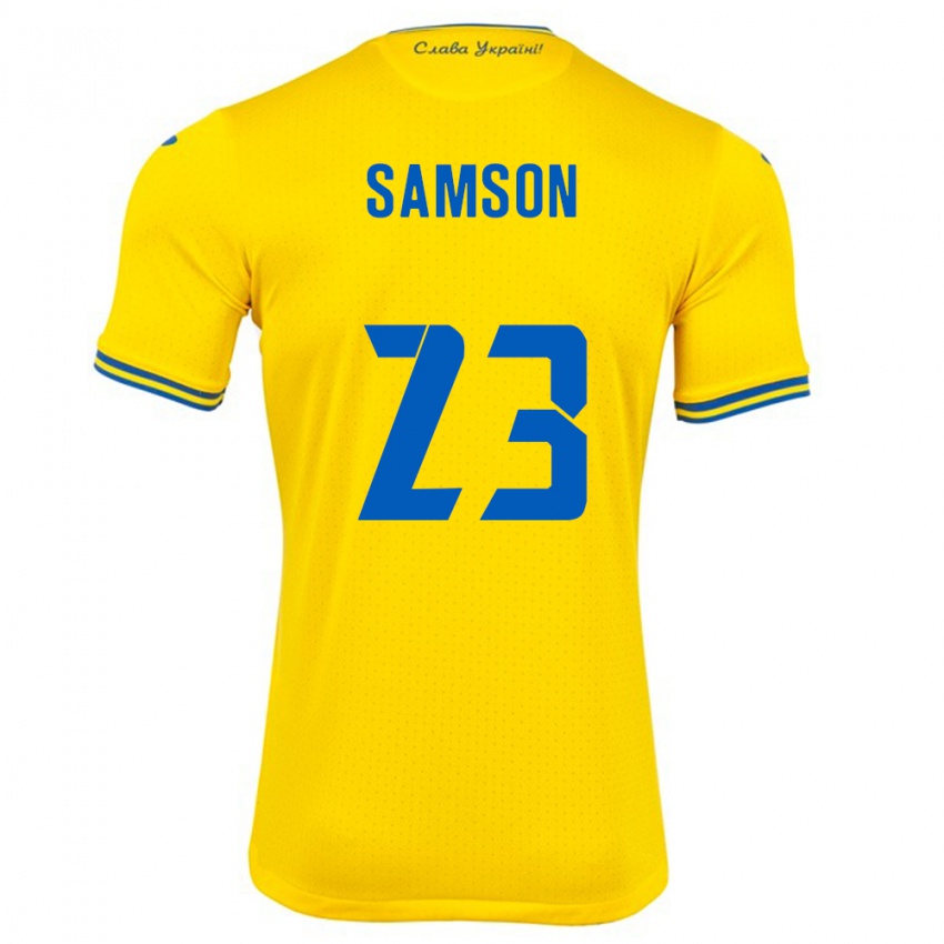 Gyermek Ukrajna Kateryna Samson #23 Sárga Hazai Jersey 24-26 Mez Póló Ing