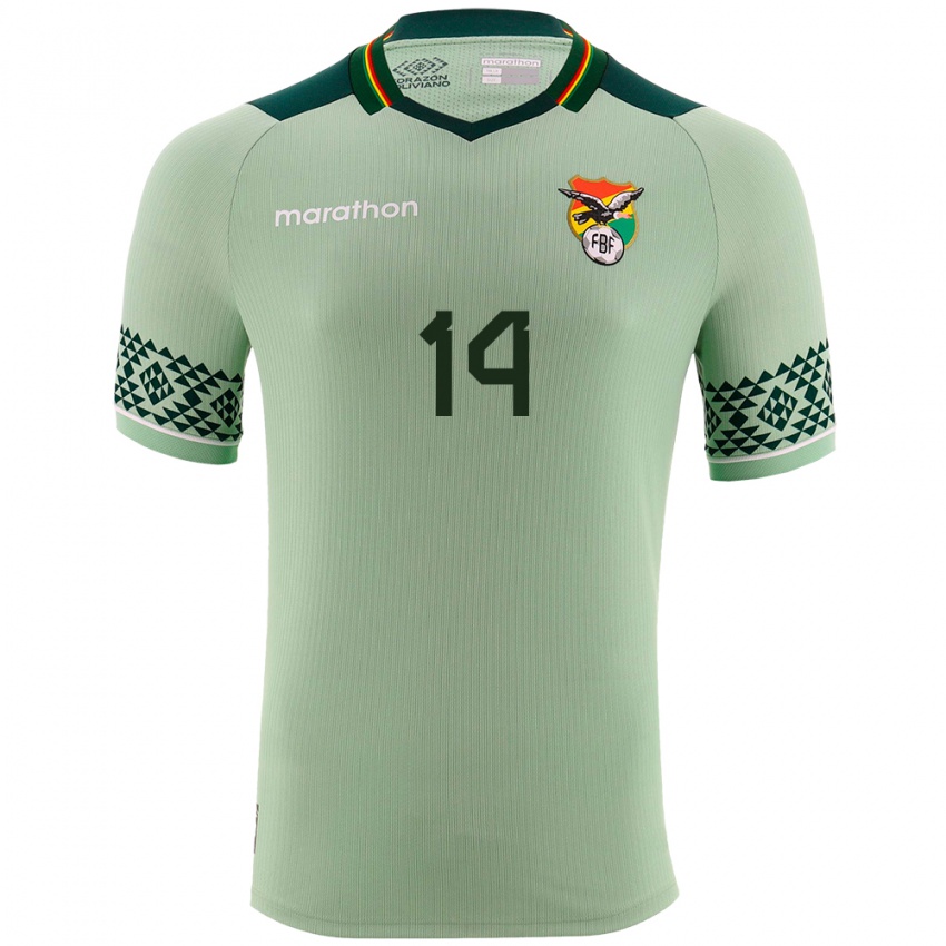 Gyermek Bolívia Robson Matheus #14 Világos Zöld Hazai Jersey 24-26 Mez Póló Ing