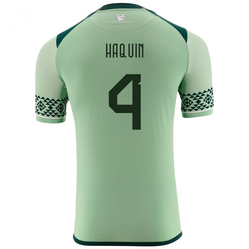 Gyermek Bolívia Luis Haquín #4 Világos Zöld Hazai Jersey 24-26 Mez Póló Ing