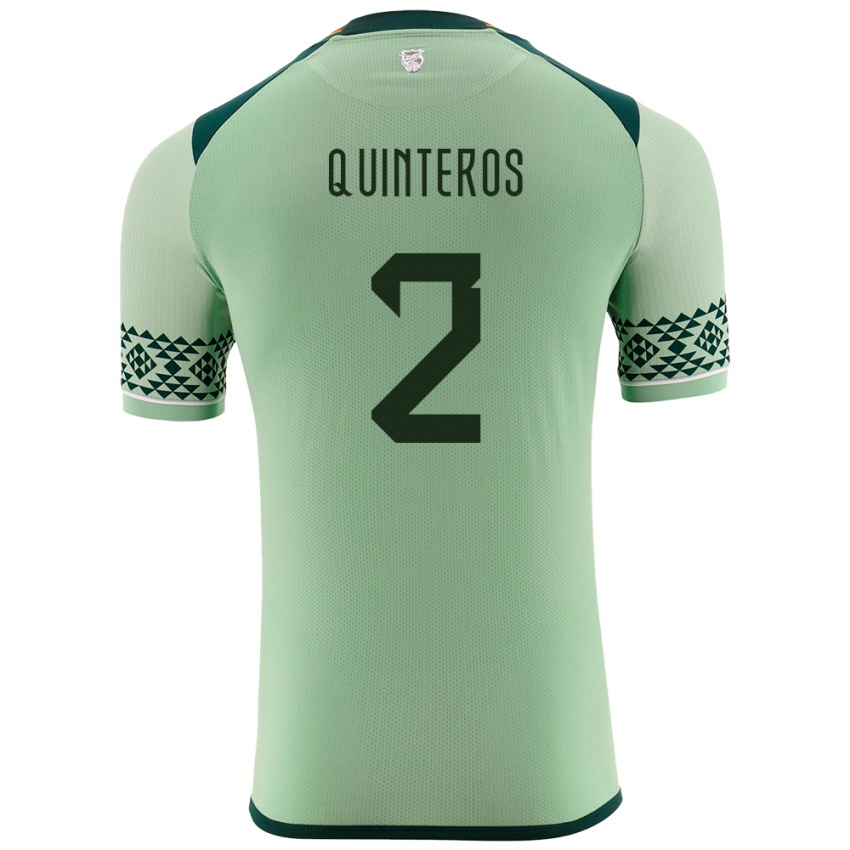 Gyermek Bolívia Jairo Quinteros #2 Világos Zöld Hazai Jersey 24-26 Mez Póló Ing