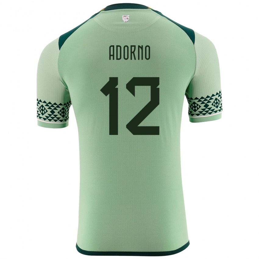 Gyermek Bolívia Carlos Adorno #12 Világos Zöld Hazai Jersey 24-26 Mez Póló Ing