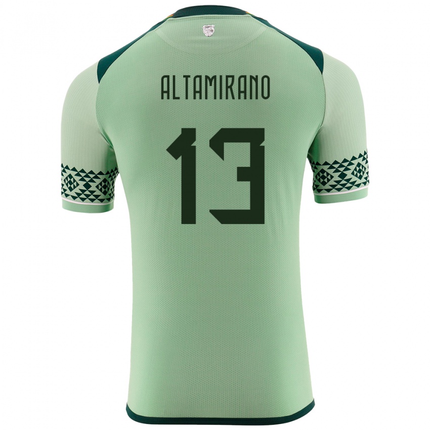 Gyermek Bolívia Sebastian Altamirano #13 Világos Zöld Hazai Jersey 24-26 Mez Póló Ing