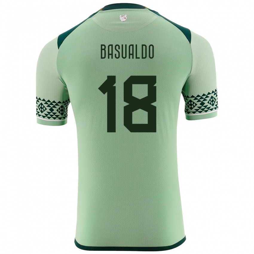 Gyermek Bolívia Yoselin Basualdo #18 Világos Zöld Hazai Jersey 24-26 Mez Póló Ing