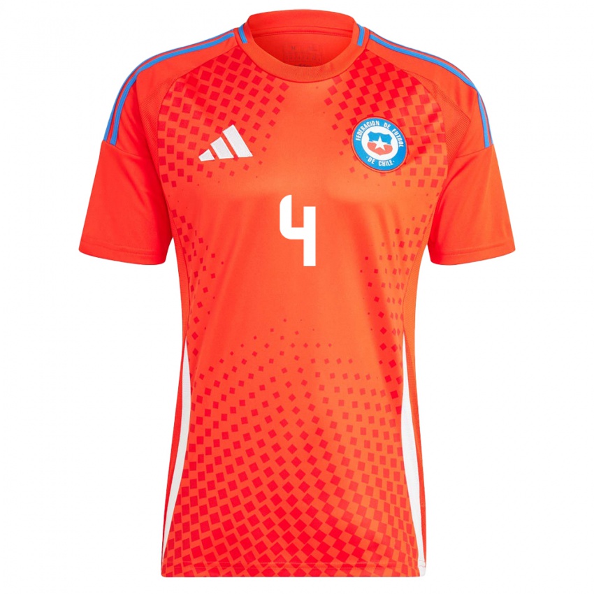 Gyermek Chile Lucas Velásquez #4 Piros Hazai Jersey 24-26 Mez Póló Ing