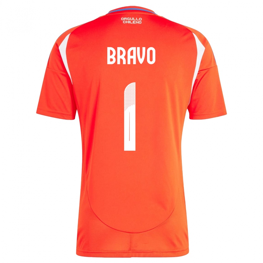 Gyermek Chile Claudio Bravo #1 Piros Hazai Jersey 24-26 Mez Póló Ing