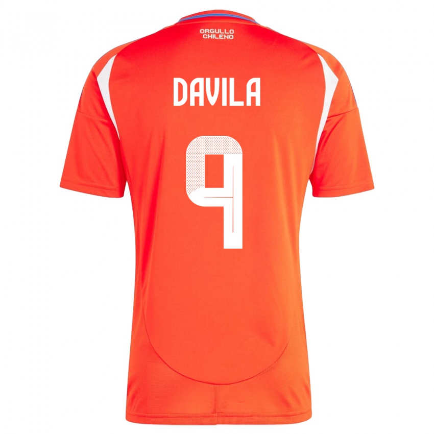 Gyermek Chile Víctor Dávila #9 Piros Hazai Jersey 24-26 Mez Póló Ing