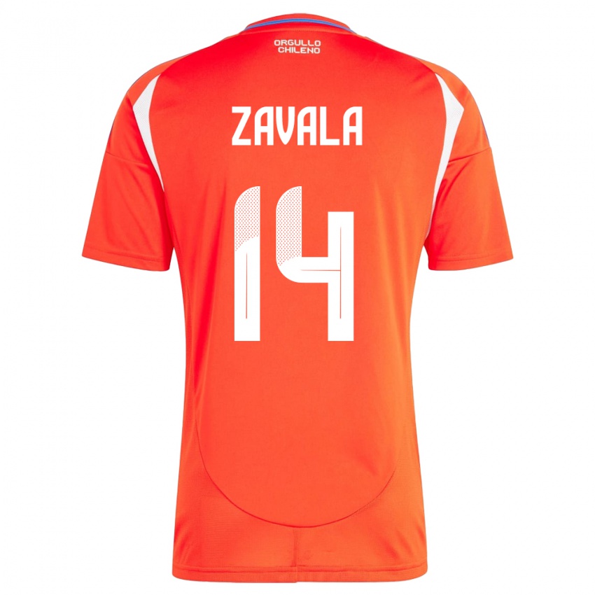 Gyermek Chile Cristián Zavala #14 Piros Hazai Jersey 24-26 Mez Póló Ing