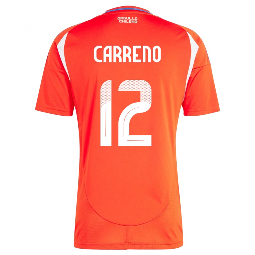 Gyermek Chile Diego Carreño #12 Piros Hazai Jersey 24-26 Mez Póló Ing