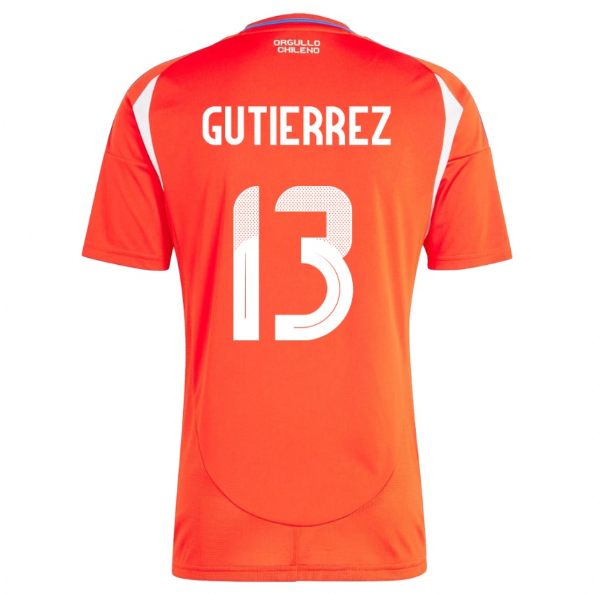 Gyermek Chile Daniel Gutiérrez #13 Piros Hazai Jersey 24-26 Mez Póló Ing