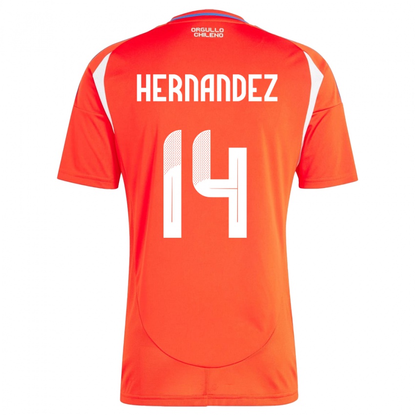 Gyermek Chile Leandro Hernández #14 Piros Hazai Jersey 24-26 Mez Póló Ing