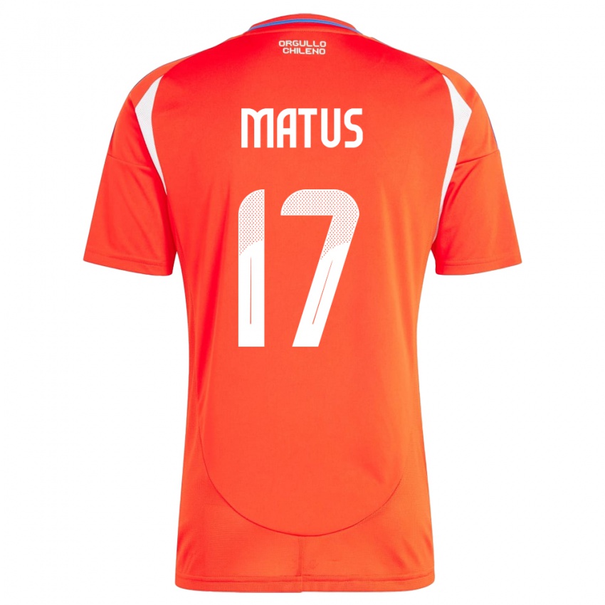 Gyermek Chile Esteban Matus #17 Piros Hazai Jersey 24-26 Mez Póló Ing