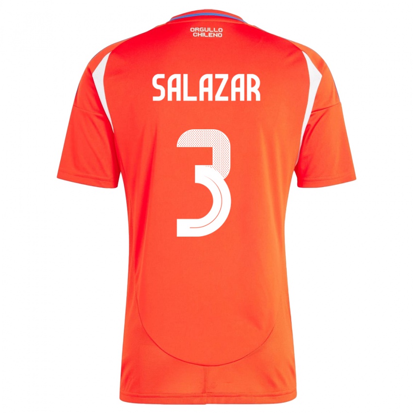 Gyermek Chile Yahir Salazar #3 Piros Hazai Jersey 24-26 Mez Póló Ing