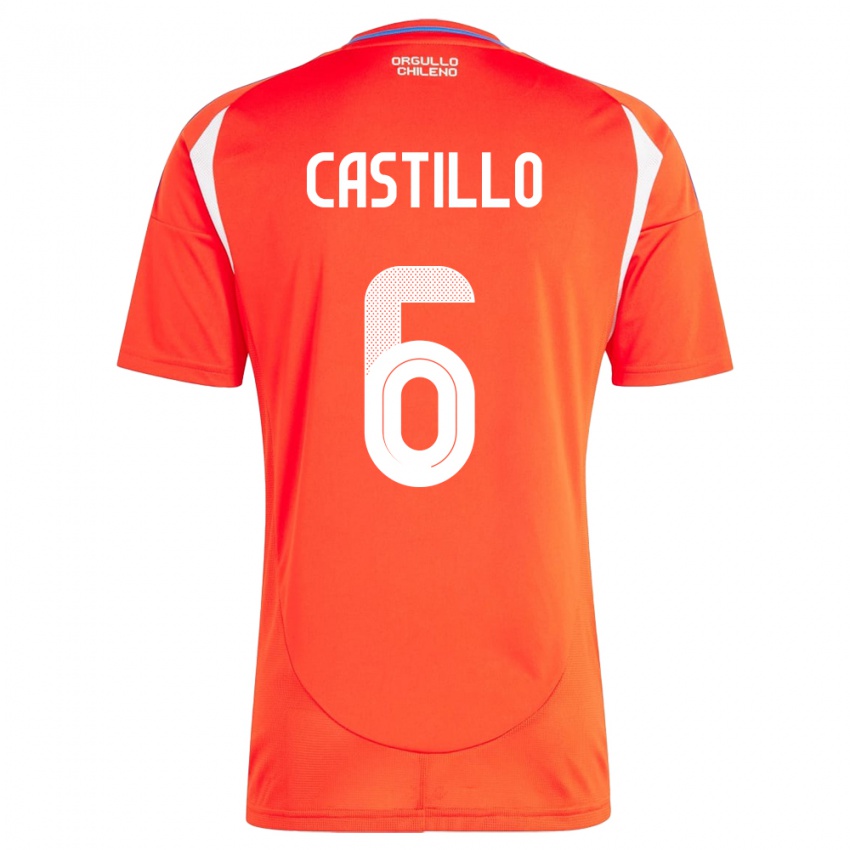 Gyermek Chile Cristóbal Castillo #6 Piros Hazai Jersey 24-26 Mez Póló Ing