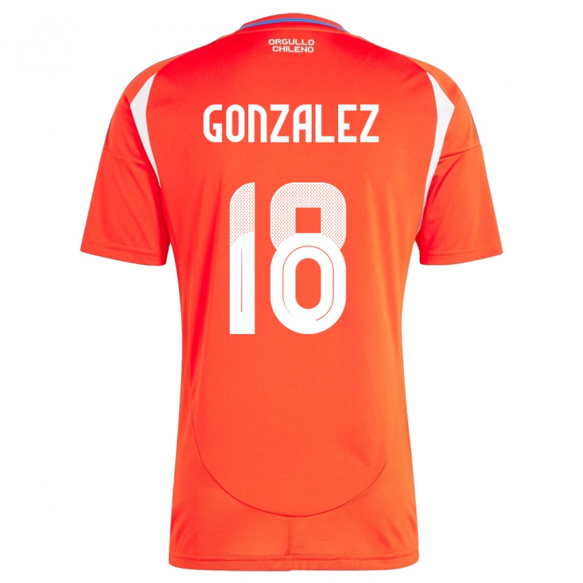 Gyermek Chile Bryan González #18 Piros Hazai Jersey 24-26 Mez Póló Ing