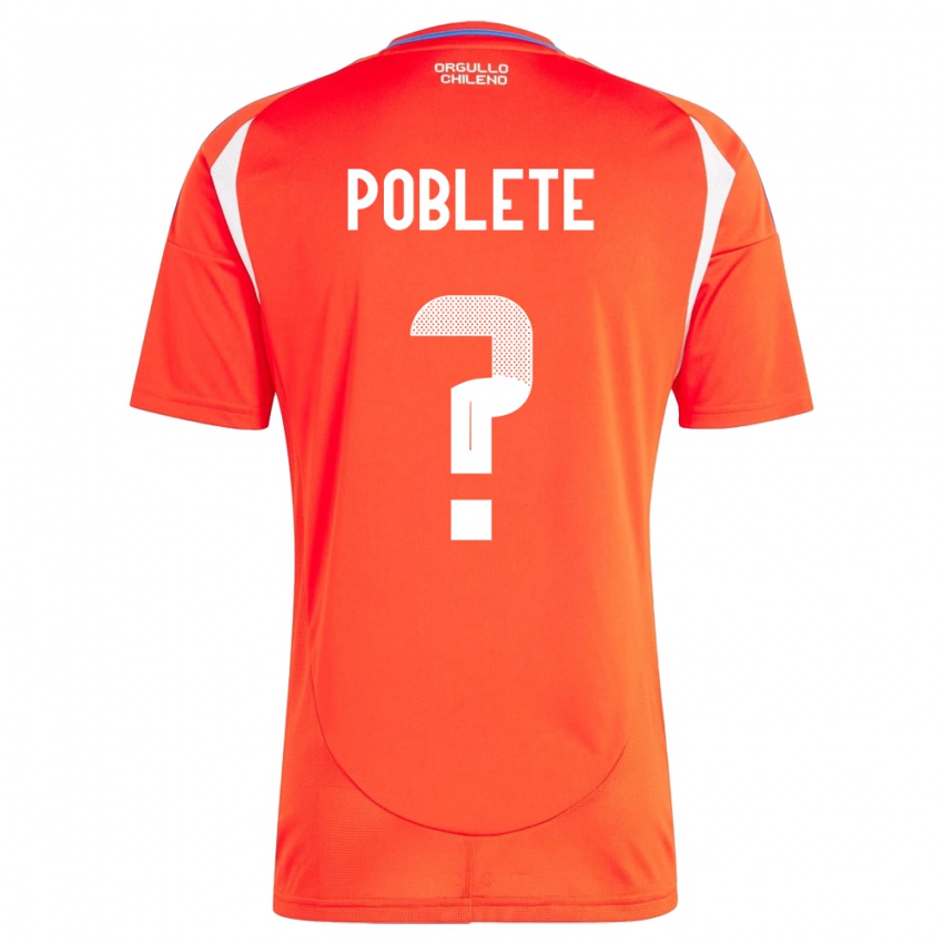 Gyermek Chile José Poblete #0 Piros Hazai Jersey 24-26 Mez Póló Ing