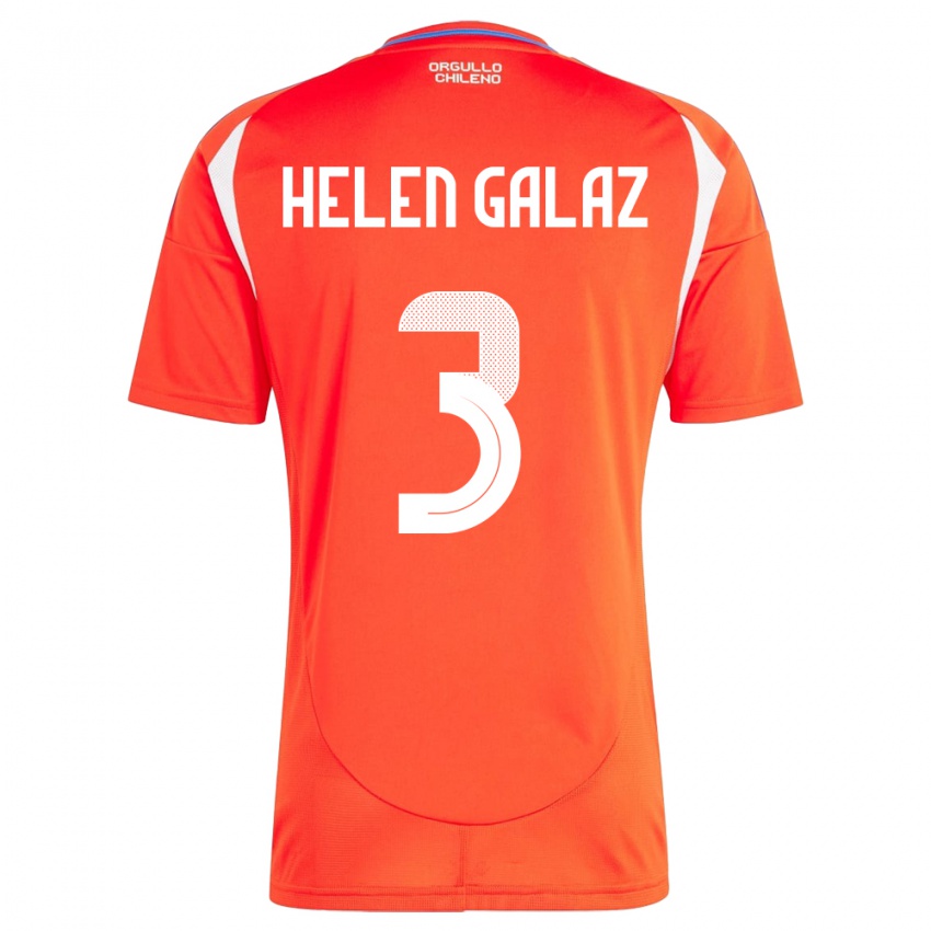 Gyermek Chile Su Helen Galaz #3 Piros Hazai Jersey 24-26 Mez Póló Ing