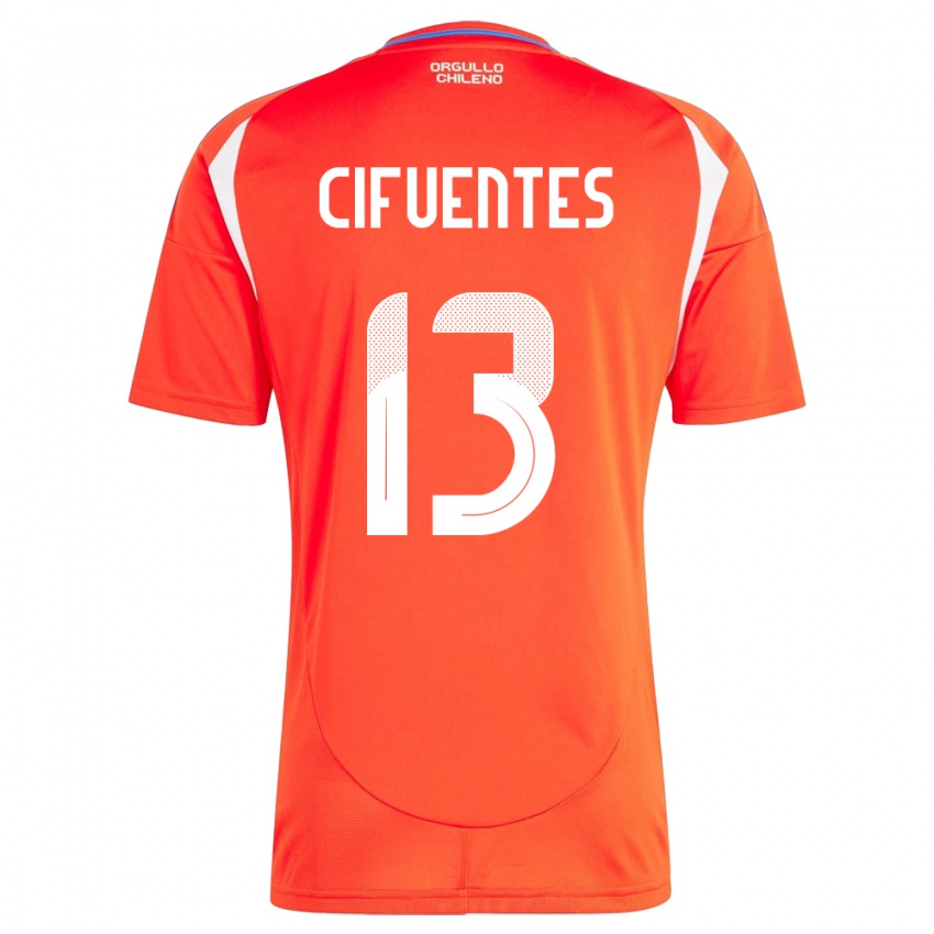 Gyermek Chile Anaís Cifuentes #13 Piros Hazai Jersey 24-26 Mez Póló Ing