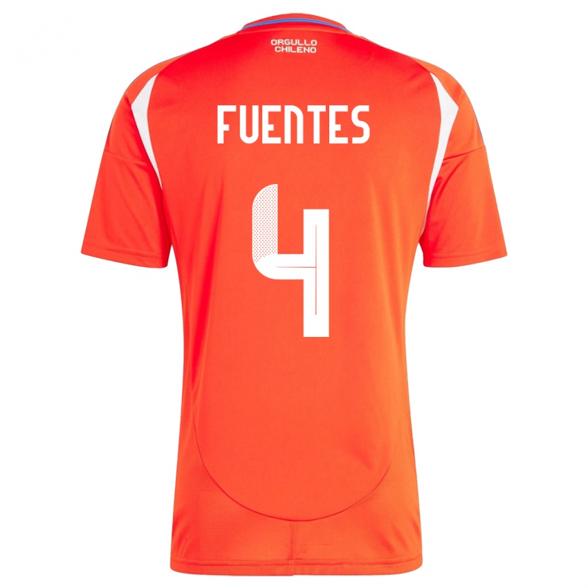 Gyermek Chile Karen Fuentes #4 Piros Hazai Jersey 24-26 Mez Póló Ing