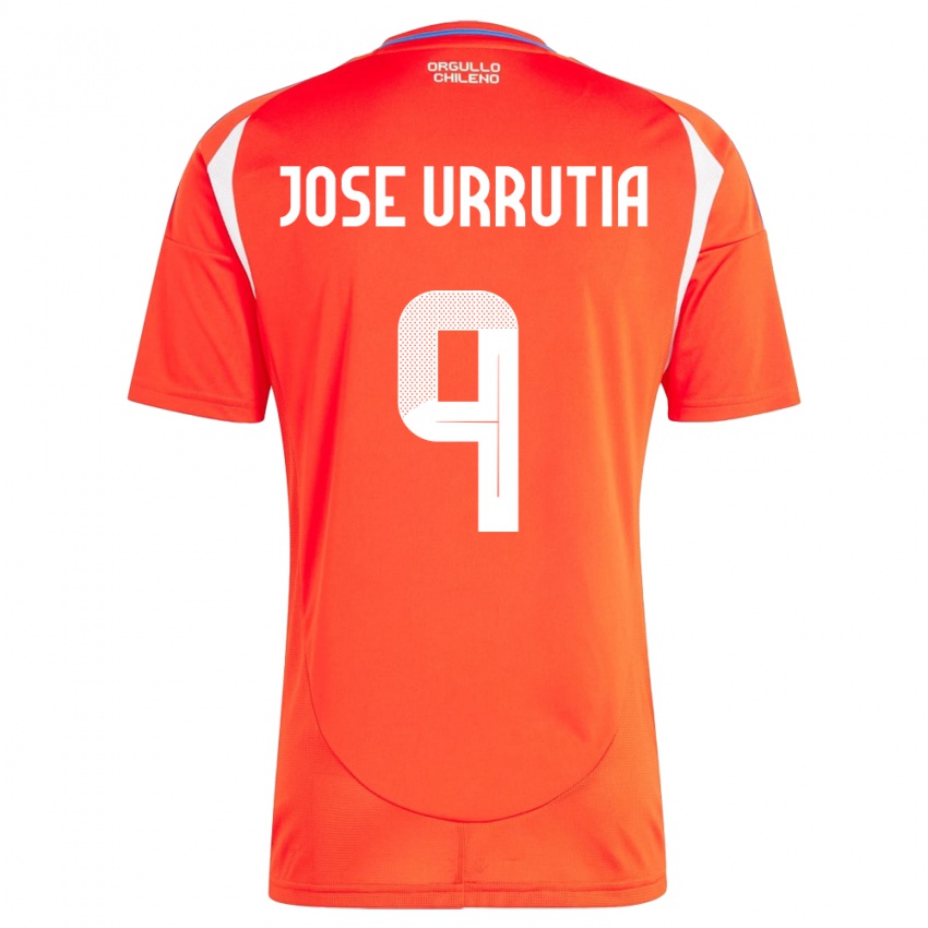 Gyermek Chile María José Urrutia #9 Piros Hazai Jersey 24-26 Mez Póló Ing