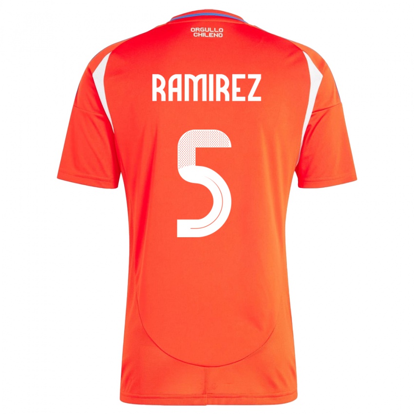 Gyermek Chile Fernanda Ramírez #5 Piros Hazai Jersey 24-26 Mez Póló Ing