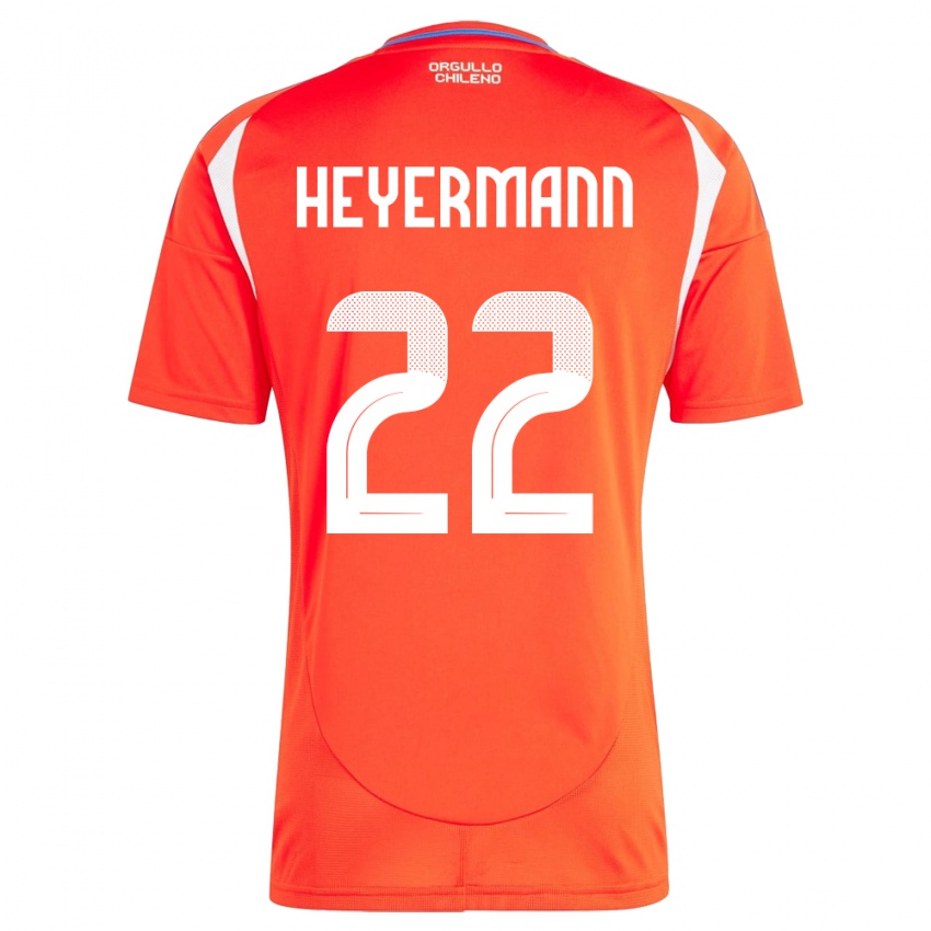 Gyermek Chile Agustina Heyermann #22 Piros Hazai Jersey 24-26 Mez Póló Ing