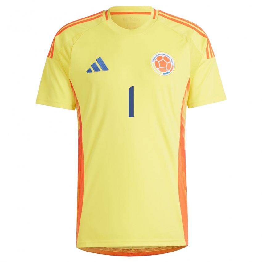 Gyermek Kolumbia David Ospina #1 Sárga Hazai Jersey 24-26 Mez Póló Ing