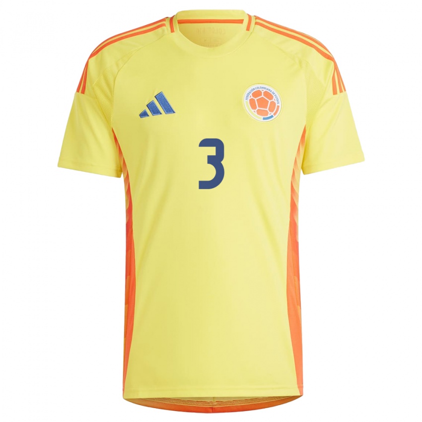 Gyermek Kolumbia Jhon Lucumí #3 Sárga Hazai Jersey 24-26 Mez Póló Ing