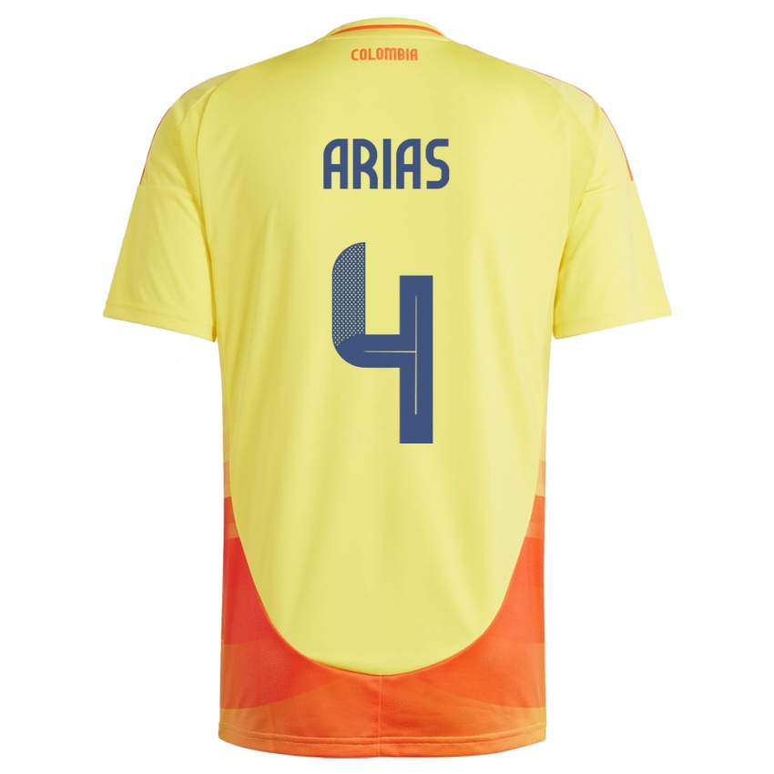 Gyermek Kolumbia Santiago Arias #4 Sárga Hazai Jersey 24-26 Mez Póló Ing