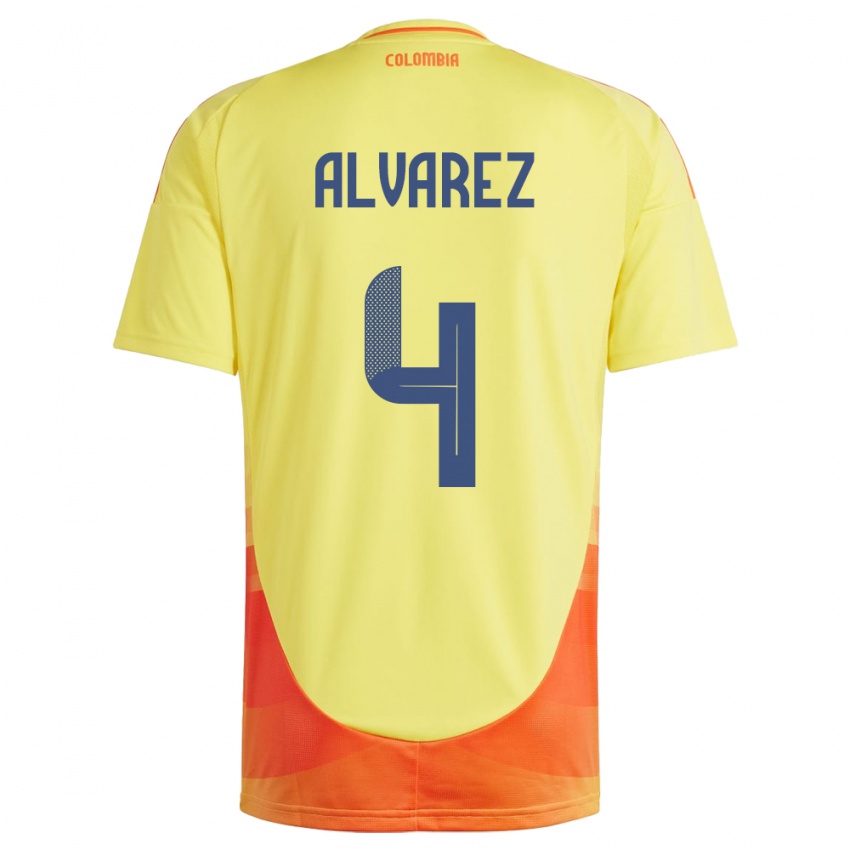 Gyermek Kolumbia Fernando Álvarez #4 Sárga Hazai Jersey 24-26 Mez Póló Ing